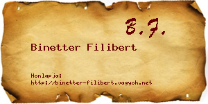 Binetter Filibert névjegykártya